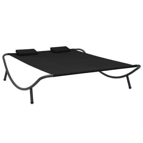 vidaXL Loungebed stof zwart, Tuin en Terras, Ligbedden, Nieuw, Verzenden