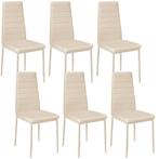 Eetkamerstoelen, kunstleer - beige, Set van 6, Huis en Inrichting, Stoelen, Verzenden, Nieuw