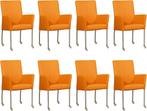 Set van 8 Oranje leren moderne eetkamerstoelen - Toledo Leer, Nieuw, Vijf, Zes of meer stoelen, Modern, Leer