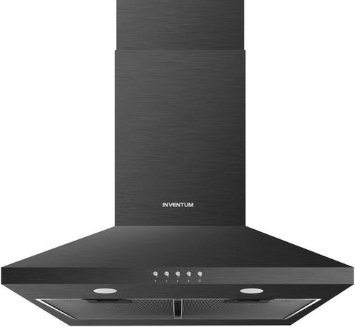 Inventum AKP6000ZWA zwarte schouw model afzuigkap, Witgoed en Apparatuur, Afzuigkappen, Vrijstaand, Wandschouwkap, Nieuw, Recirculatie