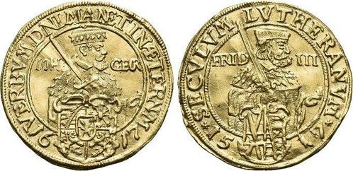 Goud-dukat 1617 Sachsen-albertinische Linie Johann Georg..., Postzegels en Munten, Munten en Bankbiljetten | Toebehoren, Verzenden