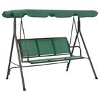 vidaXL Schommelbank 170 cm textileen en staal groen, Verzenden, Nieuw, Metaal