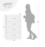 Witte Ladekast 54,8 cm – Smalle Opbergkast met 4 Lades, Verzenden, Nieuw