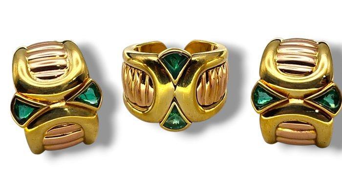 3-delige sieradenset - 18 karaat Geel goud, 18K gouden, Sieraden, Tassen en Uiterlijk, Antieke sieraden