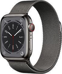 Apple Watch Series 8 41 mm kast van grafietkleurig roestvrij, Telecommunicatie, Overige Telecommunicatie, Zo goed als nieuw, Verzenden