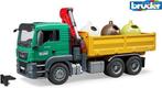 Bruder - MAN TGS-vrachtwagen met 3 glasrecyclingcontainer..., Kinderen en Baby's, Speelgoed | Speelgoedvoertuigen, Nieuw, Verzenden
