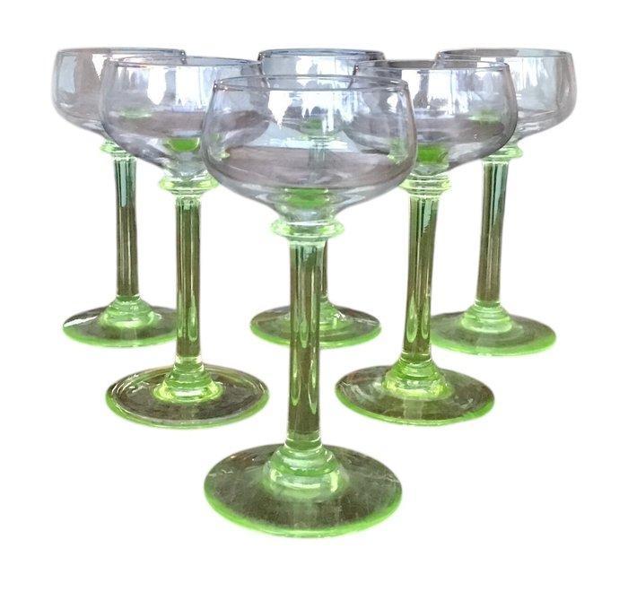 Wijnglas (6) - Uraniumglas - Voor de aperitief, Antiek en Kunst, Kunst | Designobjecten