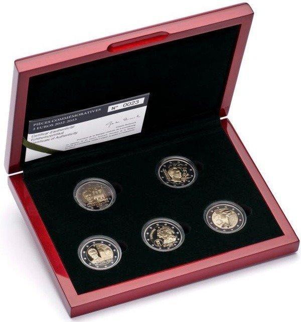 Luxemburg. 2 Euro 2022/2023 (5 monnaies) Proof (Zonder, Postzegels en Munten, Munten | Europa | Euromunten