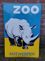 Emaille bord - Zoo Antwerpen Neushoorn/Rhino - Emaille, Antiek en Kunst