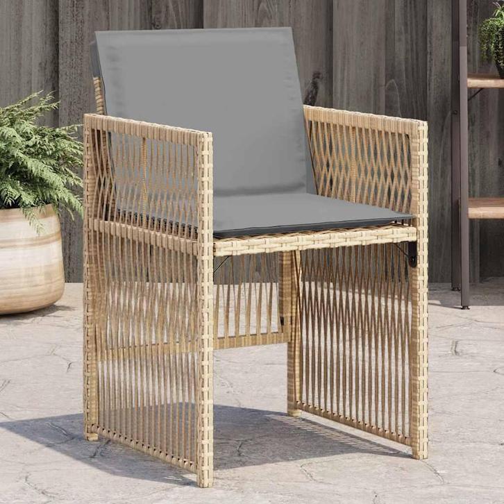 vidaXL Tuinstoelen 4 st met kussens poly rattan gemengd, Tuin en Terras, Tuinstoelen, Nieuw, Rotan, Verzenden