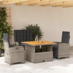 vidaXL 4-delige Tuinset met kussens poly rattan grijs, 4 zitplaatsen, Nieuw, Tuinset, Verzenden