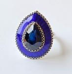 Ring - 18 karaat Witgoud - 5.02ct. tw. Saffier - Blauw,, Nieuw