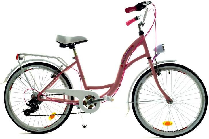 Meisjesfiets - 24 inch fiets - 6 versnellingen - roze wit, Fietsen en Brommers, Fietsen | Meisjes, Nieuw, Ophalen of Verzenden