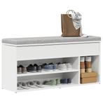 vidaXL Schoenenbank 102x30,5x45 cm bewerkt hout wit, Verzenden, Nieuw