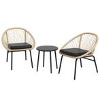 TRUUSK Rotan Terrasset, Tuinmeubelset, 2 Fauteuils En Tafel,, Verzenden, Nieuw