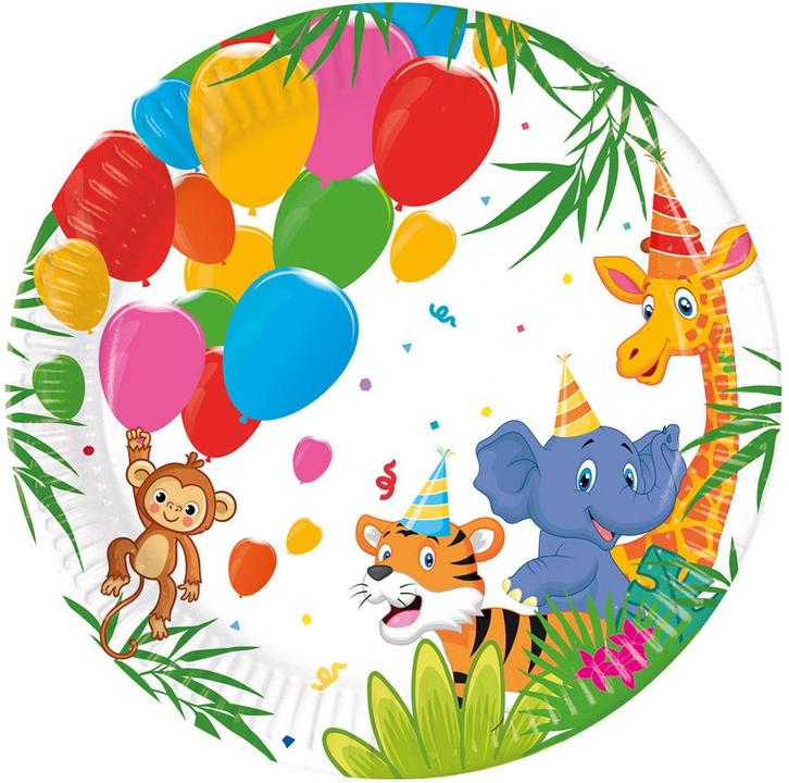 Jungle Dieren Borden 20cm 8st, Hobby en Vrije tijd, Feestartikelen, Nieuw, Verzenden