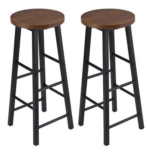 Set van 2 Houten Barkrukken met Stalen Frame Stabiel Duurzaa, Huis en Inrichting, Barkrukken, Nieuw, Verzenden