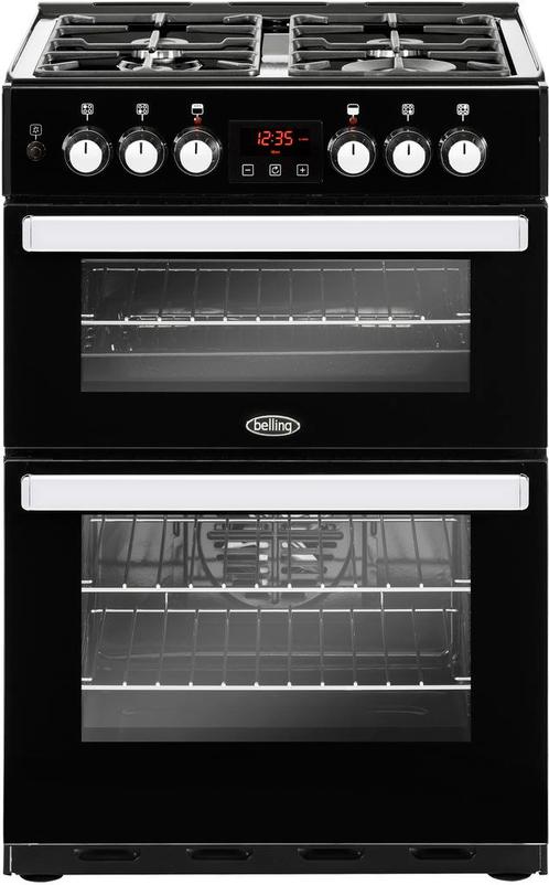 Belling Cookcentre 60 DF EU zwart gas fornuis - 60 cm. breed, Witgoed en Apparatuur, Fornuizen, 60 cm of meer, Vrijstaand, 4 kookzones