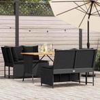 vidaXL 3-delige Loungeset met kussens poly rattan zwart, Verzenden, Nieuw, 4 zitplaatsen, Loungeset
