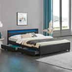 Gestoffeerd bed Lyon - 180 x 200 cm - Zwart - LED Verlichtin, Verzenden, Nieuw