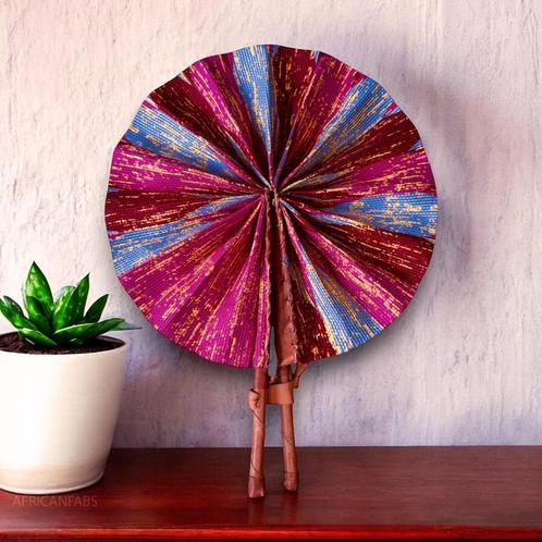 Afrikaanse handwaaier - Ankara print waaier - Kosi - Roze, Huis en Inrichting, Woonaccessoires | Wanddecoraties, Nieuw, Ophalen of Verzenden