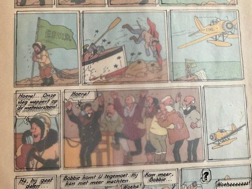 Hergé - Lettrage encre de Chine sur calque + page couleurs, Boeken, Stripboeken