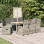 vidaXL 9-delige Tuinset met kussens poly rattan grijs, Tuin en Terras, Verzenden, Nieuw, Rotan, Tuinset