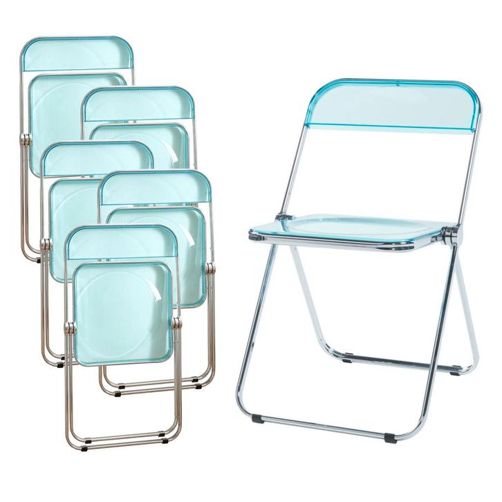 Klapstoel set van 6 Pornainen 74x46x47 cm lichtblauw transpa, Huis en Inrichting, Stoelen, Verzenden