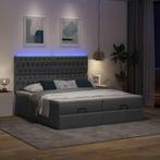 vidaXL Bedframe met matrassen 180x200cm stof donkergrijs, Huis en Inrichting, Slaapkamer | Bedden, Eenpersoons, Verzenden, Nieuw