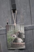 deco bordje christmas bells + pinus 22x15cm, Ophalen of Verzenden, Nieuw
