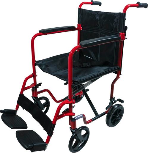 Aidapt transport rolstoel - aluminium - compact - rood, Diversen, Rolstoelen, Verzenden