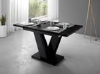 Eetkamertafel - Zwart marmerlook - Uitschuifbaar 160cm, Verzenden, Nieuw, 50 tot 100 cm, 150 tot 200 cm