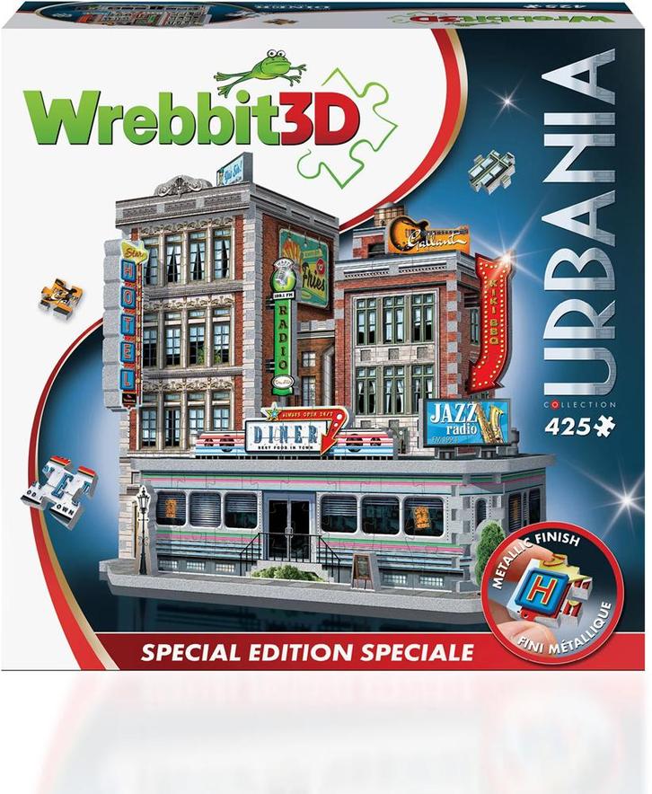 Wrebbit 3D Puzzel - Urbania Retropolis 1950’s Diner (425, Hobby en Vrije tijd, Denksport en Puzzels, Nieuw, Verzenden