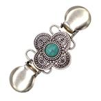 Fako Bijoux® - Vestsluiting - Vestclip - Bloem - Turquoise -, Sieraden, Tassen en Uiterlijk, Broches, Verzenden, Nieuw
