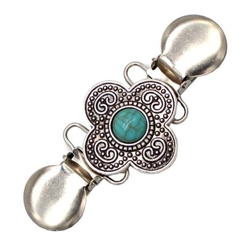 Fako Bijoux® - Vestsluiting - Vestclip - Bloem - Turquoise -, Sieraden, Tassen en Uiterlijk, Broches, Verzenden