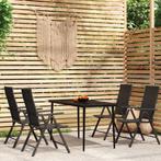 vidaXL 5-delige Tuinset zwart, Tuin en Terras, 4 zitplaatsen, Verzenden, Nieuw, Rvs