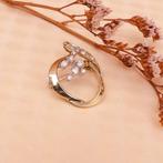 Gouden broche met diamanten; 0,225 ct., Sieraden, Tassen en Uiterlijk, Broches, Gebruikt, Overige kleuren, Ophalen of Verzenden