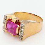 Ring - 18 karaat Geel goud Robijn - Diamant, Nieuw