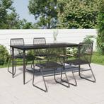 vidaXL 5-delige Tuinset PVC-rattan zwart, 4 zitplaatsen, Kunststof, Verzenden, Nieuw