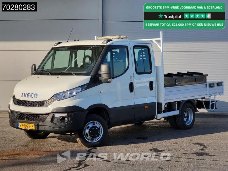Iveco Daily 50C17 3,0L Automaat HIAB 017T-2 DC Open laadbak, Auto's, Bestelauto's, Lease, Automaat, Financial lease, Wit, Iveco