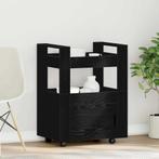 vidaXL Keuken Trolley Zwart eiken 60 x 45 x 80 cm Bewerkt, Huis en Inrichting, Keuken | Keukenbenodigdheden, Verzenden, Nieuw
