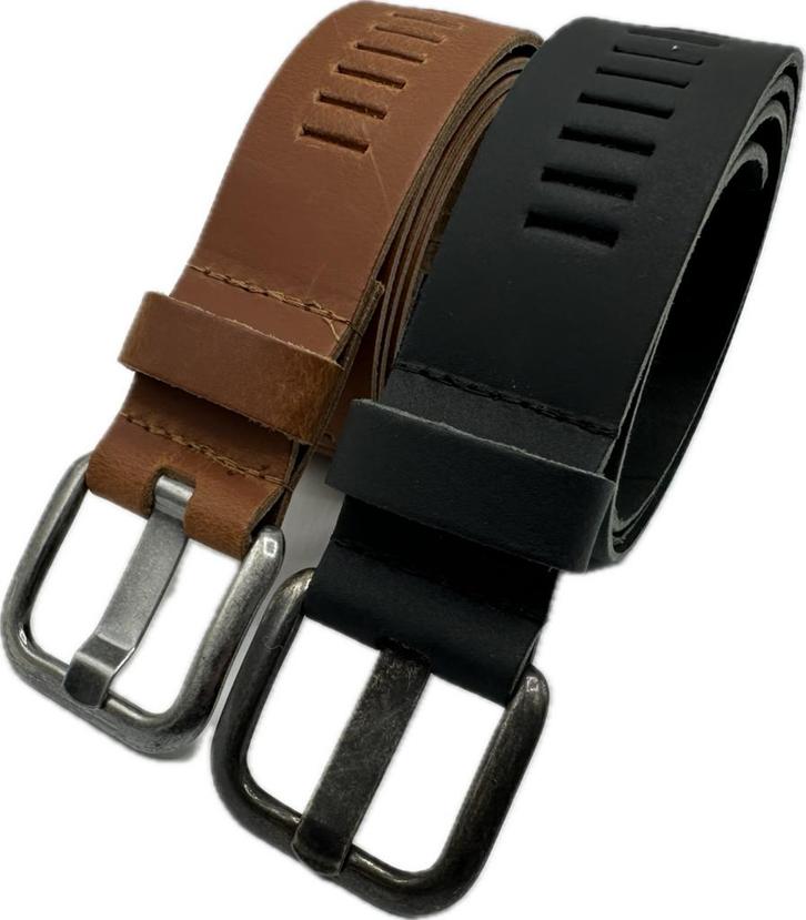 ARIESZZZ Riem Unisex Leder - Cognac Zwart - 2 pack, Kleding | Dames, Riemen en Ceinturen