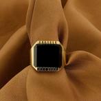 Gouden heren zegelring met onyx (herenring, gouden ring), Sieraden, Tassen en Uiterlijk, Ringen, Gebruikt, Overige kleuren, 19 tot 20