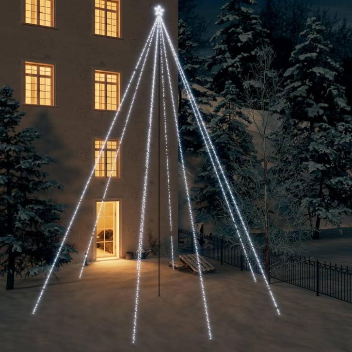 vidaXL LED-kerstboom binnen buiten 1300 LEDs koud wit 8 m, Diversen, Kerst, Nieuw, Verzenden