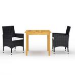 vidaXL 3-delige Tuinset met kussens zwart, Tuin en Terras, Tuinsets en Loungesets, 2 zitplaatsen, Nieuw, Tuinset, Verzenden