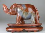 Sculptuur - Beeldje - Olifant - Sculptuur - Houten Basis -