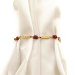 Vintage gouden armband met bloedkoraal | 19 cm, Gebruikt, Overige kleuren, Ophalen of Verzenden, Met edelsteen