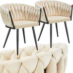 Eetkamerstoelen - Set van 2 - Met armleuning - Zand - Tectak, Verzenden, Zo goed als nieuw