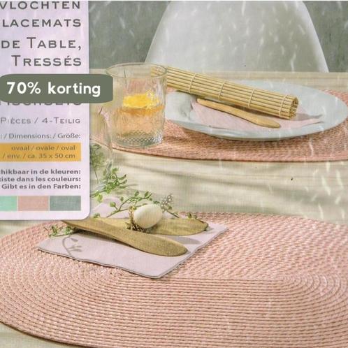 Gevlochten Placemats/ 4 stuks/ roze/ ovaal ca 35 x 50 cm/, Boeken, Overige Boeken, Gelezen, Verzenden