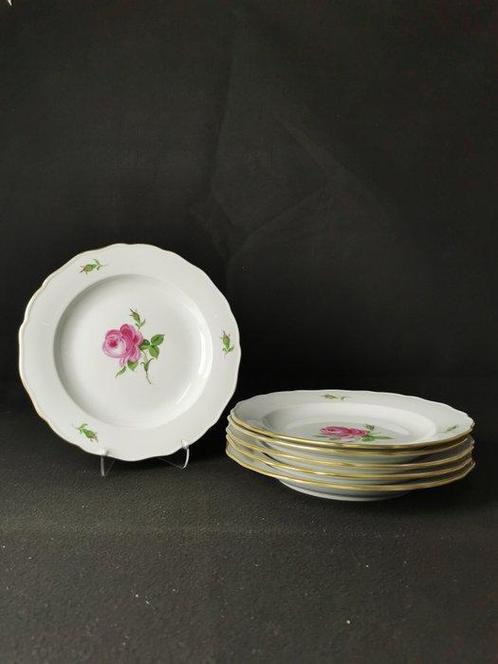 Meissen - Rosa rossa - 6 Piatti D. 24,5 cm - XX secolo -, Antiek en Kunst, Antiek | Meubels | Tafels